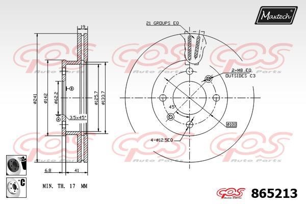 MaxTech 865213.6060 Диск гальмівний передній вентильований 8652136060: Приваблива ціна - Купити у Польщі на 2407.PL!