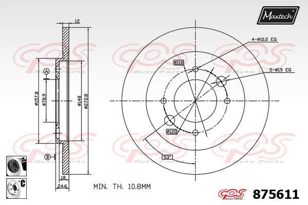 MaxTech 875611.6060 Rear brake disc, non-ventilated 8756116060: Buy near me in Poland at 2407.PL - Good price!