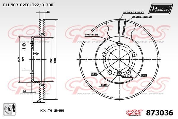 MaxTech 873036.0080 Wentylowana przednia tarcza hamulcowa 8730360080: Dobra cena w Polsce na 2407.PL - Kup Teraz!