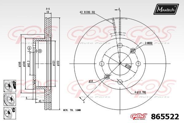 MaxTech 865522.6880 Front brake disc ventilated 8655226880: Buy near me in Poland at 2407.PL - Good price!