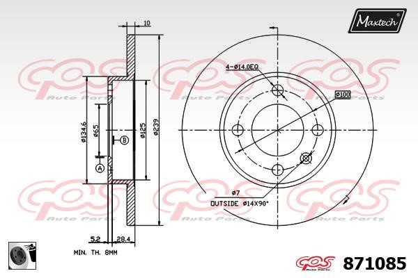 MaxTech 871085.0060 Niewentylowana przednia tarcza hamulcowa 8710850060: Dobra cena w Polsce na 2407.PL - Kup Teraz!