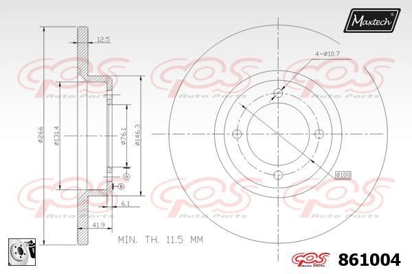 MaxTech 861004.0080 Rear brake disc, non-ventilated 8610040080: Buy near me in Poland at 2407.PL - Good price!