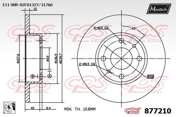 MaxTech 877210.0080 Тормозной диск передний невентилируемый 8772100080: Отличная цена - Купить в Польше на 2407.PL!