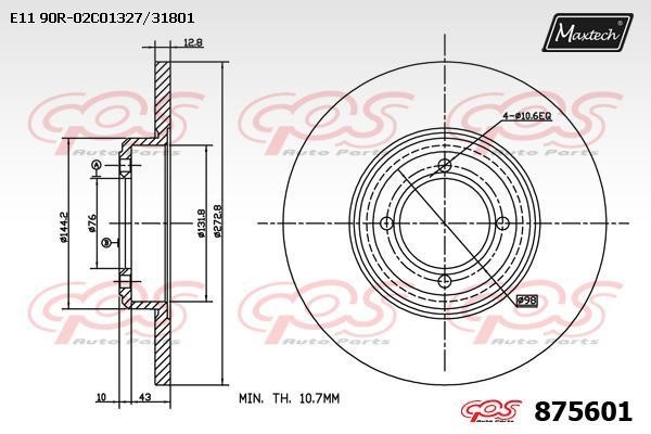 MaxTech 875601.0000 Тормозной диск передний невентилируемый 8756010000: Отличная цена - Купить в Польше на 2407.PL!