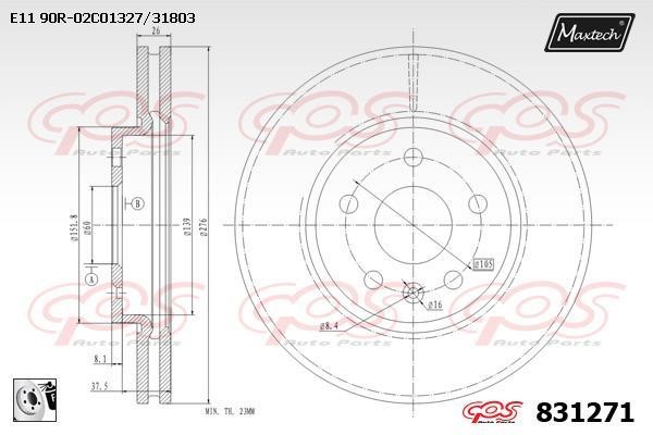 MaxTech 831271.0080 Wentylowana przednia tarcza hamulcowa 8312710080: Dobra cena w Polsce na 2407.PL - Kup Teraz!