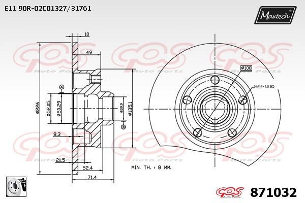 MaxTech 871032.0080 Rear brake disc, non-ventilated 8710320080: Buy near me in Poland at 2407.PL - Good price!