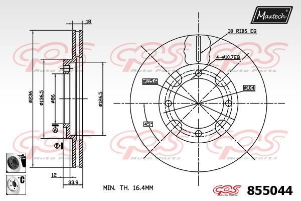 MaxTech 855044.6060 Innenbelüftete Bremsscheibe vorne 8550446060: Kaufen Sie zu einem guten Preis in Polen bei 2407.PL!