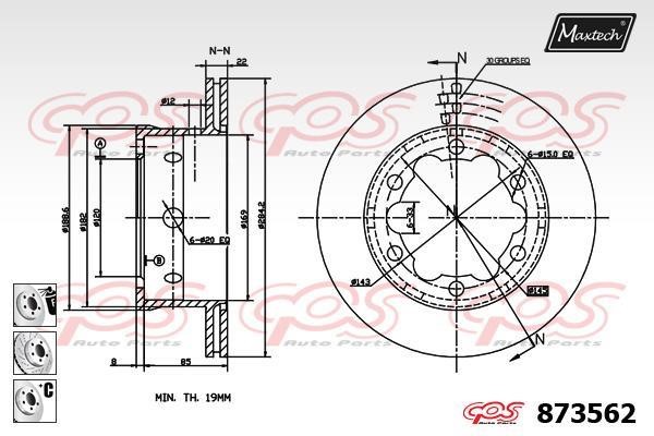 MaxTech 873562.6980 Wentylowana tarcza hamulcowa z tyłu 8735626980: Atrakcyjna cena w Polsce na 2407.PL - Zamów teraz!