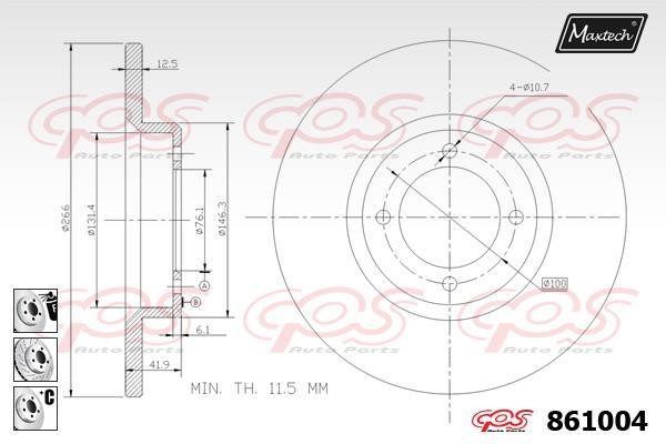 MaxTech 861004.6880 Диск тормозной 8610046880: Отличная цена - Купить в Польше на 2407.PL!