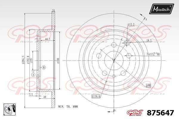 MaxTech 875647.0080 Тормозной диск задний невентилируемый 8756470080: Отличная цена - Купить в Польше на 2407.PL!