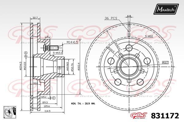 MaxTech 831172.0080 Wentylowana przednia tarcza hamulcowa 8311720080: Dobra cena w Polsce na 2407.PL - Kup Teraz!