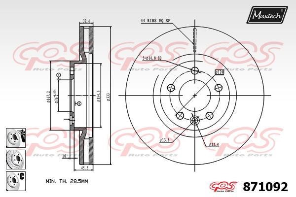 MaxTech 871092.6880 Диск гальмівний передній вентильований 8710926880: Приваблива ціна - Купити у Польщі на 2407.PL!