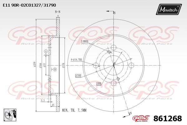 MaxTech 861268.0080 Rear brake disc, non-ventilated 8612680080: Buy near me in Poland at 2407.PL - Good price!