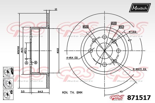 MaxTech 871517.6980 Диск тормозной 8715176980: Отличная цена - Купить в Польше на 2407.PL!