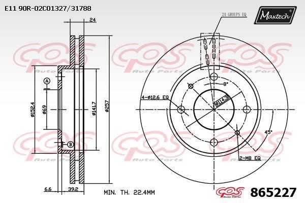 MaxTech 865227.0000 Innenbelüftete Bremsscheibe vorne 8652270000: Kaufen Sie zu einem guten Preis in Polen bei 2407.PL!