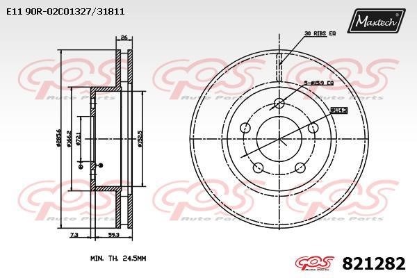 MaxTech 821282.0000 Wentylowana przednia tarcza hamulcowa 8212820000: Dobra cena w Polsce na 2407.PL - Kup Teraz!