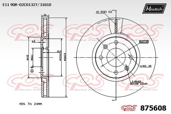 MaxTech 875608.0000 Диск гальмівний передній вентильований 8756080000: Купити у Польщі - Добра ціна на 2407.PL!