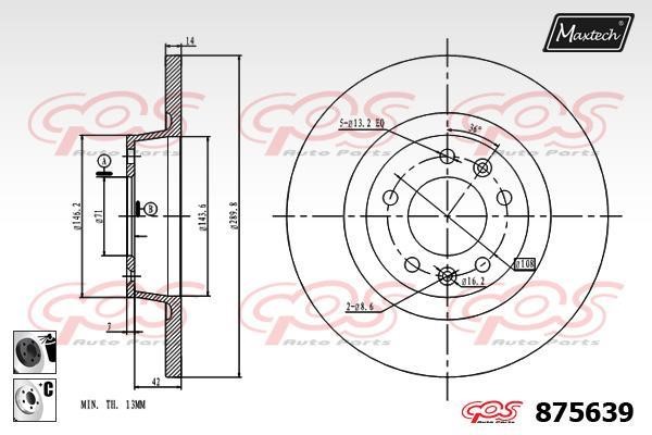 MaxTech 875639.6060 Rear brake disc, non-ventilated 8756396060: Buy near me in Poland at 2407.PL - Good price!