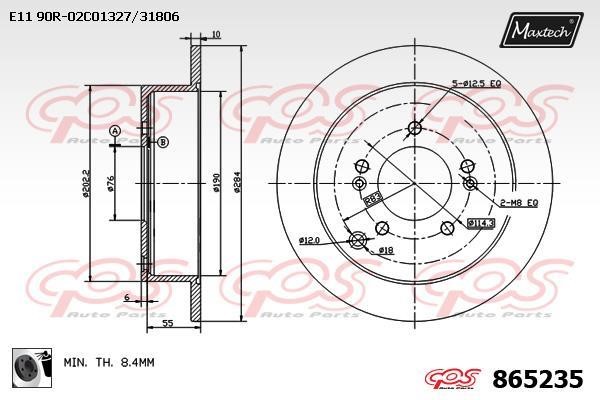 MaxTech 865235.0060 Rear brake disc, non-ventilated 8652350060: Buy near me in Poland at 2407.PL - Good price!