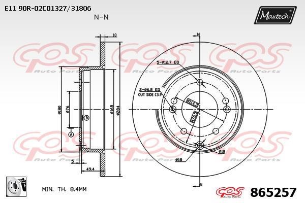 MaxTech 865257.0080 Rear brake disc, non-ventilated 8652570080: Buy near me in Poland at 2407.PL - Good price!