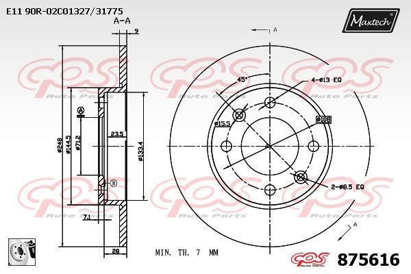 MaxTech 875616.0080 Rear brake disc, non-ventilated 8756160080: Buy near me in Poland at 2407.PL - Good price!