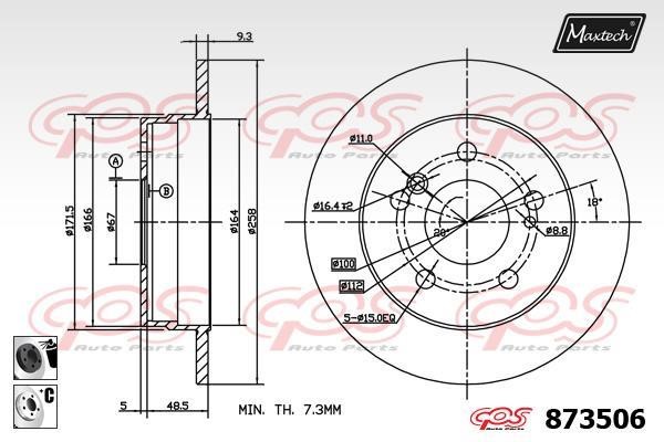 MaxTech 873506.6060 Bremsscheibe hinten, unbelüftet 8735066060: Kaufen Sie zu einem guten Preis in Polen bei 2407.PL!