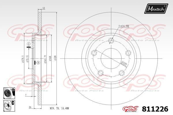 MaxTech 811226.6060 Rear brake disc, non-ventilated 8112266060: Buy near me in Poland at 2407.PL - Good price!