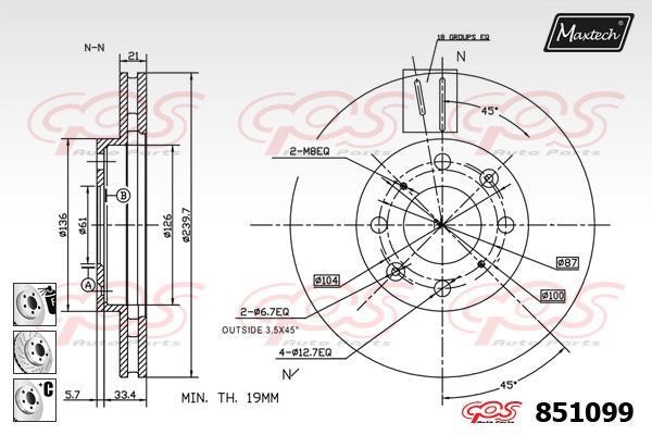 MaxTech 851099.6980 Front brake disc ventilated 8510996980: Buy near me in Poland at 2407.PL - Good price!