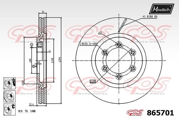 MaxTech 865701.6880 Front brake disc ventilated 8657016880: Buy near me in Poland at 2407.PL - Good price!