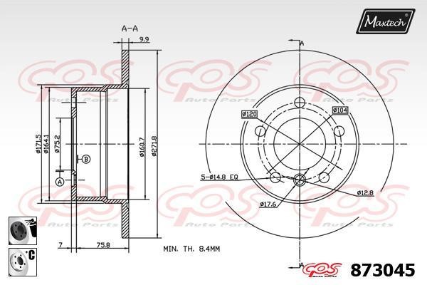 MaxTech 873045.6060 Диск гальмівний задній невентильований 8730456060: Приваблива ціна - Купити у Польщі на 2407.PL!