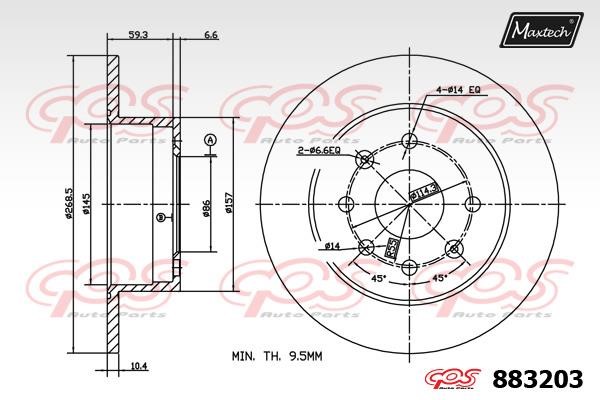 MaxTech 883203.0000 Rear brake disc, non-ventilated 8832030000: Buy near me in Poland at 2407.PL - Good price!