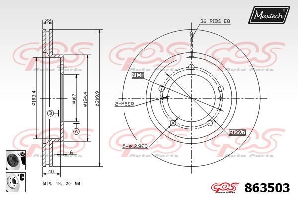 MaxTech 863503.6060 Тормозной диск передний вентилируемый 8635036060: Отличная цена - Купить в Польше на 2407.PL!