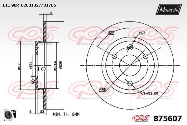 MaxTech 875607.0060 Unbelüftete Bremsscheibe vorne 8756070060: Bestellen Sie in Polen zu einem guten Preis bei 2407.PL!