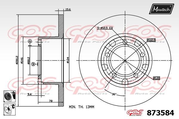 MaxTech 873584.6060 Unbelüftete Bremsscheibe vorne 8735846060: Kaufen Sie zu einem guten Preis in Polen bei 2407.PL!