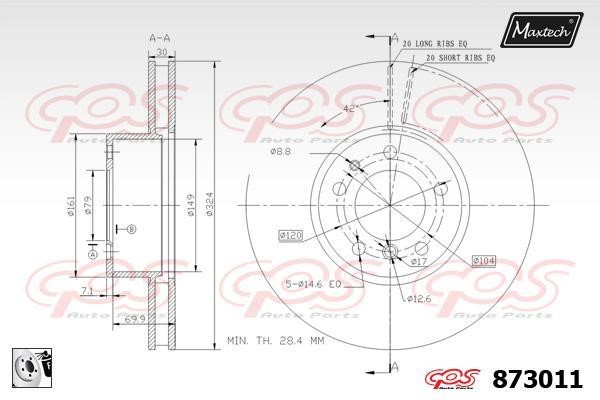 MaxTech 873011.0080 Тормозной диск передний вентилируемый 8730110080: Отличная цена - Купить в Польше на 2407.PL!