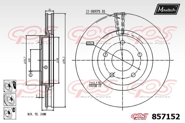 MaxTech 857152.6880 Front brake disc ventilated 8571526880: Buy near me in Poland at 2407.PL - Good price!