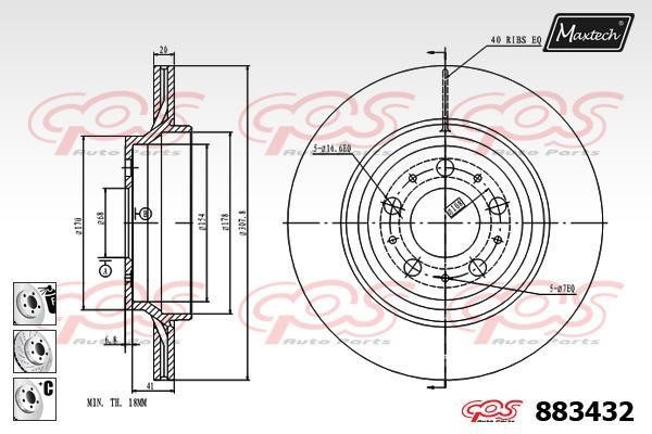 MaxTech 883432.6880 Rear ventilated brake disc 8834326880: Buy near me in Poland at 2407.PL - Good price!