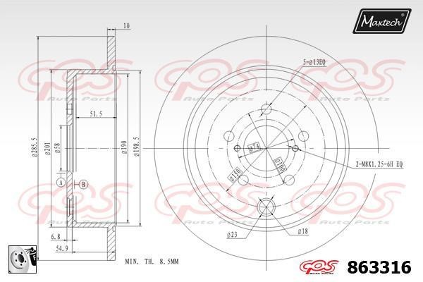 MaxTech 863316.0080 Bremsscheibe hinten, unbelüftet 8633160080: Kaufen Sie zu einem guten Preis in Polen bei 2407.PL!