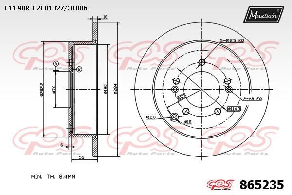 MaxTech 865235.0000 Rear brake disc, non-ventilated 8652350000: Buy near me in Poland at 2407.PL - Good price!