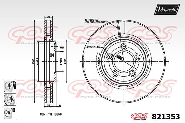 MaxTech 821353.6980 Innenbelüftete Bremsscheibe vorne 8213536980: Kaufen Sie zu einem guten Preis in Polen bei 2407.PL!