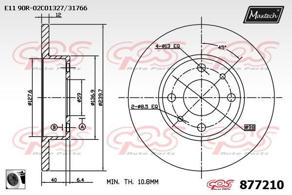 MaxTech 877210.0060 Тормозной диск передний невентилируемый 8772100060: Отличная цена - Купить в Польше на 2407.PL!