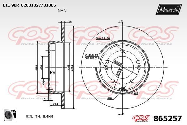 MaxTech 865257.0060 Rear brake disc, non-ventilated 8652570060: Buy near me in Poland at 2407.PL - Good price!