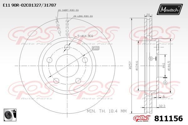 MaxTech 811156.0060 Тормозной диск передний вентилируемый 8111560060: Отличная цена - Купить в Польше на 2407.PL!