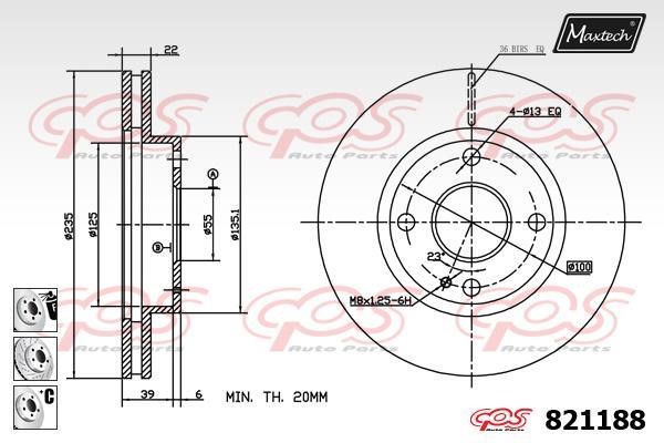 MaxTech 821188.6980 Wentylowana przednia tarcza hamulcowa 8211886980: Dobra cena w Polsce na 2407.PL - Kup Teraz!