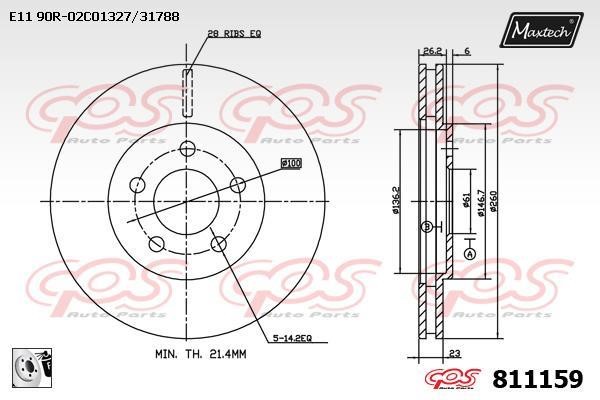 MaxTech 811159.0080 Тормозной диск передний вентилируемый 8111590080: Купить в Польше - Отличная цена на 2407.PL!