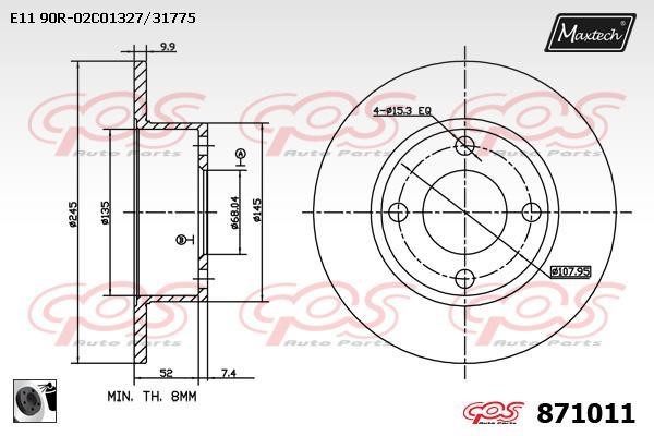 MaxTech 871011.0060 Rear brake disc, non-ventilated 8710110060: Buy near me in Poland at 2407.PL - Good price!