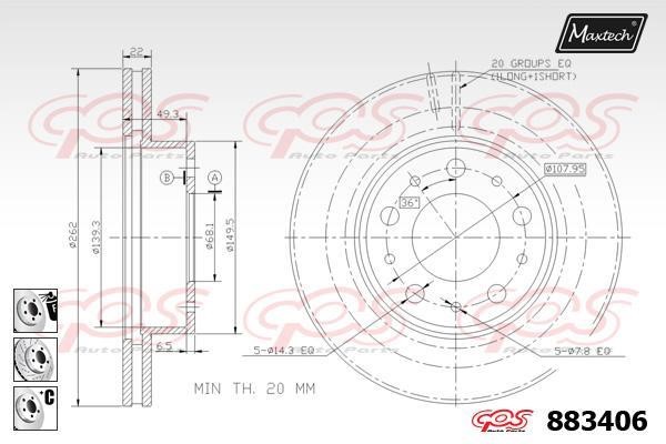 MaxTech 883406.6880 Тормозной диск передний вентилируемый 8834066880: Отличная цена - Купить в Польше на 2407.PL!