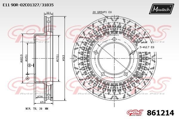 MaxTech 861214.0000 Тормозной диск передний вентилируемый 8612140000: Отличная цена - Купить в Польше на 2407.PL!