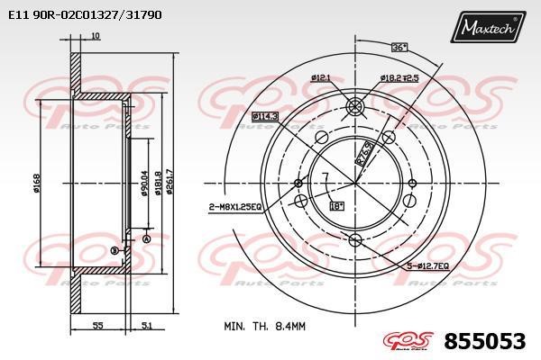 MaxTech 855053.0000 Rear brake disc, non-ventilated 8550530000: Buy near me in Poland at 2407.PL - Good price!