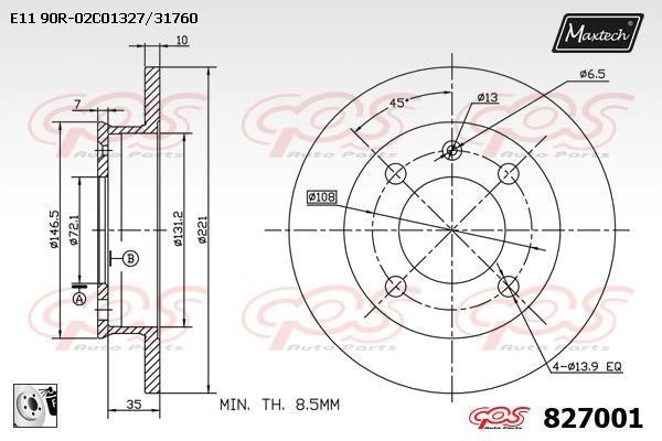 MaxTech 827001.0080 Niewentylowana przednia tarcza hamulcowa 8270010080: Dobra cena w Polsce na 2407.PL - Kup Teraz!